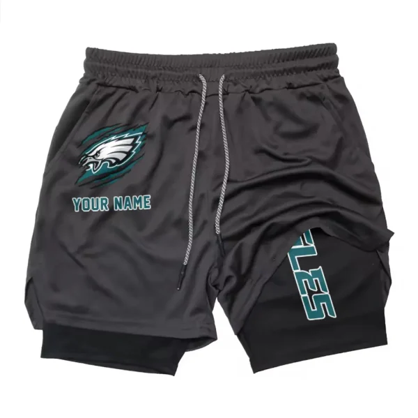 Philadelphia Eagles Men Outdoor Casual Training Sports Shorts 2-in-1 Double-Layer Shorts SPT2LAYERS054 - Image 6