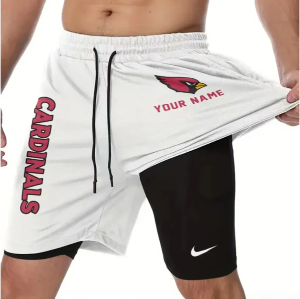 Arizona Cardinals Men Outdoor Casual Training Sports Shorts 2-in-1 Double-Layer Shorts SPT2LAYERS061 - Image 2