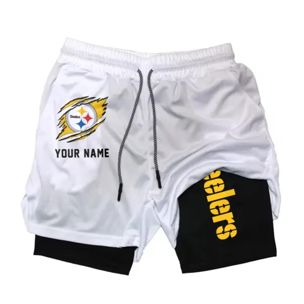 Pittsburgh Steelers Men Outdoor Casual Training Sports Shorts 2-in-1 Double-Layer Shorts SPT2LAYERS055 - Image 3