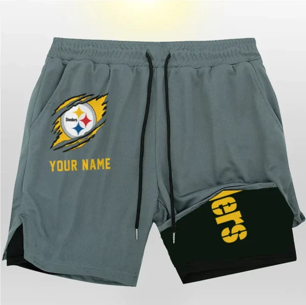 Pittsburgh Steelers Men Outdoor Casual Training Sports Shorts 2-in-1 Double-Layer Shorts SPT2LAYERS055 - Image 6
