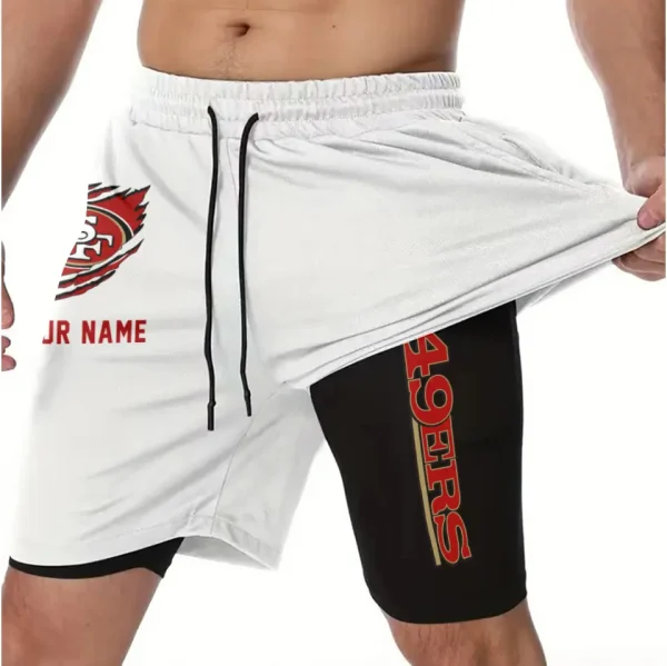 San Francisco 49ers Men Outdoor Casual Training Sports Shorts 2-in-1 Double-Layer Shorts SPT2LAYERS056