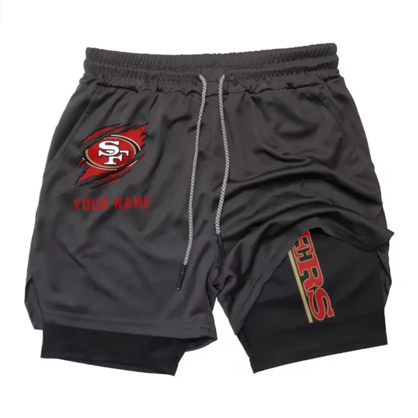 San Francisco 49ers Men Outdoor Casual Training Sports Shorts 2-in-1 Double-Layer Shorts SPT2LAYERS056 - Image 2