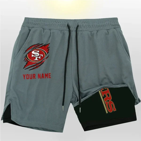 San Francisco 49ers Men Outdoor Casual Training Sports Shorts 2-in-1 Double-Layer Shorts SPT2LAYERS056 - Image 3