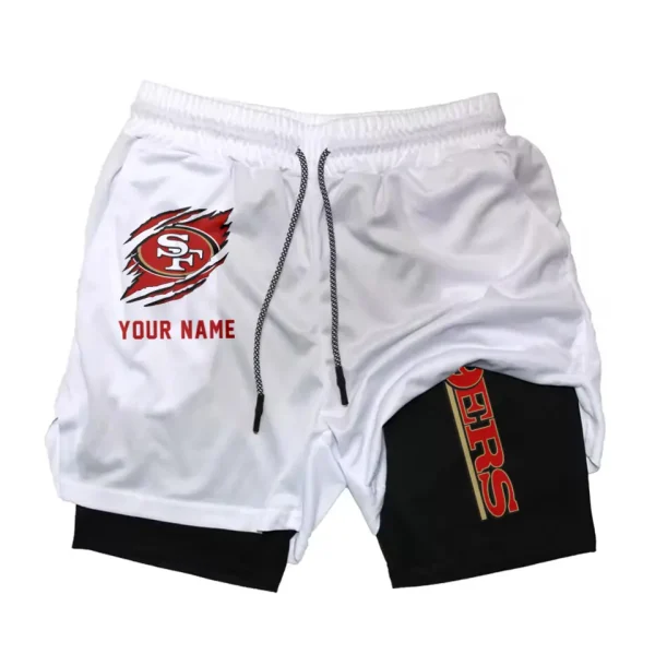San Francisco 49ers Men Outdoor Casual Training Sports Shorts 2-in-1 Double-Layer Shorts SPT2LAYERS056 - Image 5