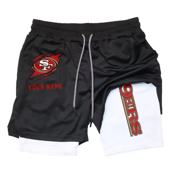 San Francisco 49ers Men Outdoor Casual Training Sports Shorts 2-in-1 Double-Layer Shorts SPT2LAYERS056 - Image 6