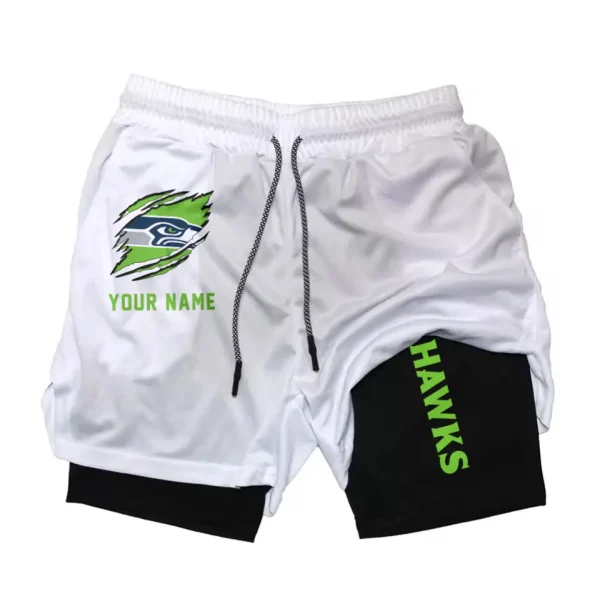 Seattle Seahawks Men Outdoor Casual Training Sports Shorts 2-in-1 Double-Layer Shorts SPT2LAYERS057 - Image 3