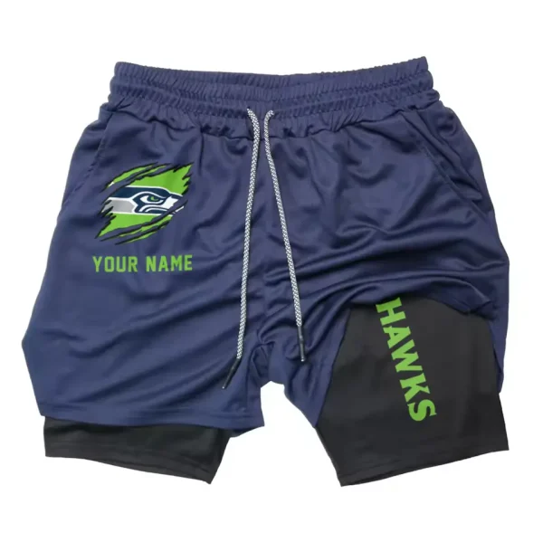 Seattle Seahawks Men Outdoor Casual Training Sports Shorts 2-in-1 Double-Layer Shorts SPT2LAYERS057 - Image 4