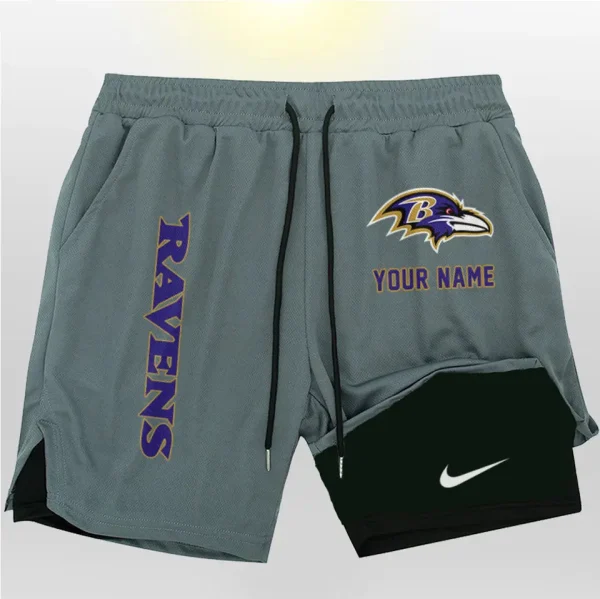 Baltimore Ravens Men Outdoor Casual Training Sports Shorts 2-in-1 Double-Layer Shorts SPT2LAYERS063 - Image 2