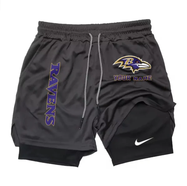 Baltimore Ravens Men Outdoor Casual Training Sports Shorts 2-in-1 Double-Layer Shorts SPT2LAYERS063 - Image 3