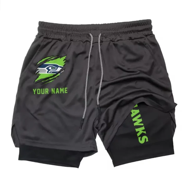 Seattle Seahawks Men Outdoor Casual Training Sports Shorts 2-in-1 Double-Layer Shorts SPT2LAYERS057 - Image 6