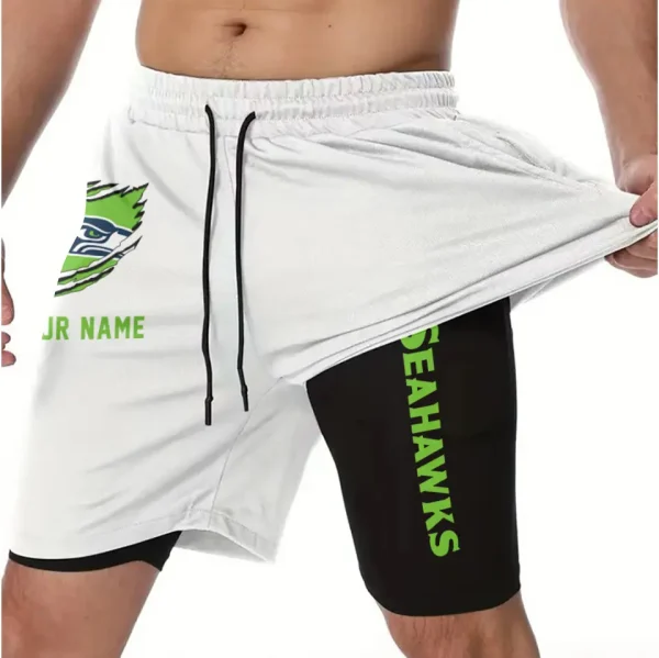 Seattle Seahawks Men Outdoor Casual Training Sports Shorts 2-in-1 Double-Layer Shorts SPT2LAYERS057
