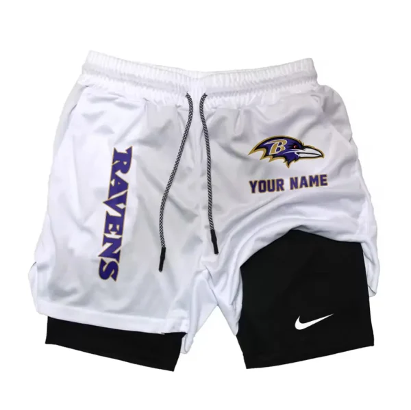 Baltimore Ravens Men Outdoor Casual Training Sports Shorts 2-in-1 Double-Layer Shorts SPT2LAYERS063 - Image 5