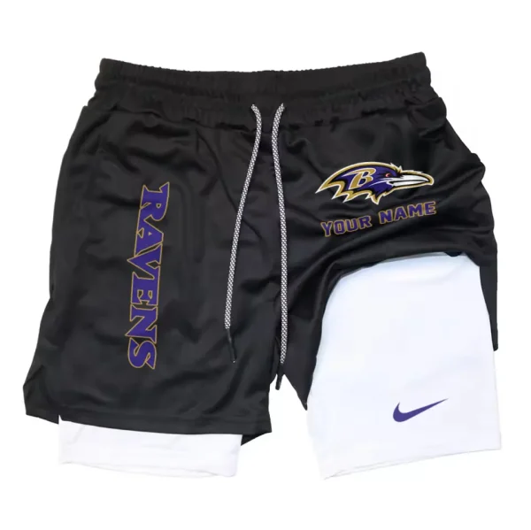Baltimore Ravens Men Outdoor Casual Training Sports Shorts 2-in-1 Double-Layer Shorts SPT2LAYERS063 - Image 6