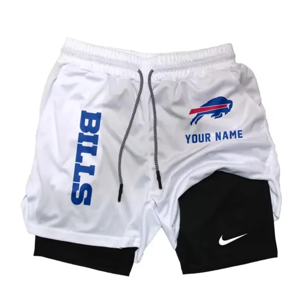 Buffalo Bills Men Outdoor Casual Training Sports Shorts 2-in-1 Double-Layer Shorts SPT2LAYERS064