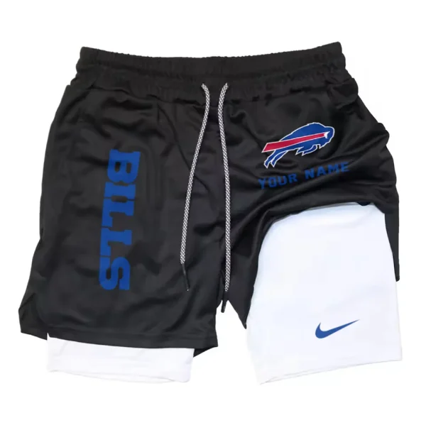 Buffalo Bills Men Outdoor Casual Training Sports Shorts 2-in-1 Double-Layer Shorts SPT2LAYERS064 - Image 2