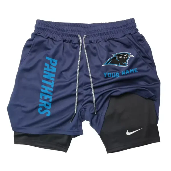 Carolina Panthers Men Outdoor Casual Training Sports Shorts 2-in-1 Double-Layer Shorts SPT2LAYERS065