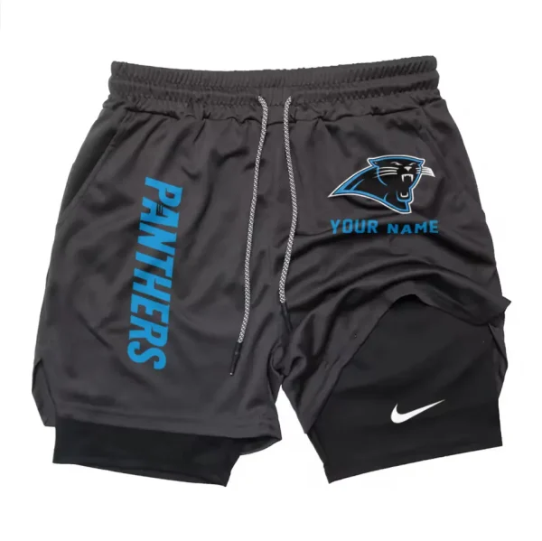 Carolina Panthers Men Outdoor Casual Training Sports Shorts 2-in-1 Double-Layer Shorts SPT2LAYERS065 - Image 4