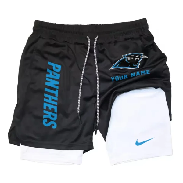 Carolina Panthers Men Outdoor Casual Training Sports Shorts 2-in-1 Double-Layer Shorts SPT2LAYERS065 - Image 5