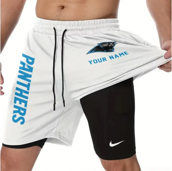 Carolina Panthers Men Outdoor Casual Training Sports Shorts 2-in-1 Double-Layer Shorts SPT2LAYERS065 - Image 6