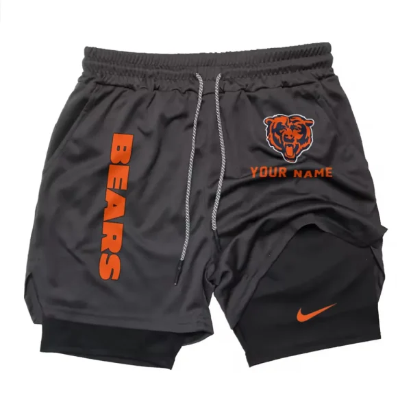 Chicago Bears Men Outdoor Casual Training Sports Shorts 2-in-1 Double-Layer Shorts SPT2LAYERS066