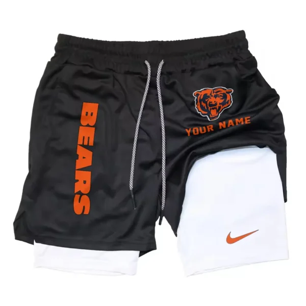 Chicago Bears Men Outdoor Casual Training Sports Shorts 2-in-1 Double-Layer Shorts SPT2LAYERS066 - Image 2