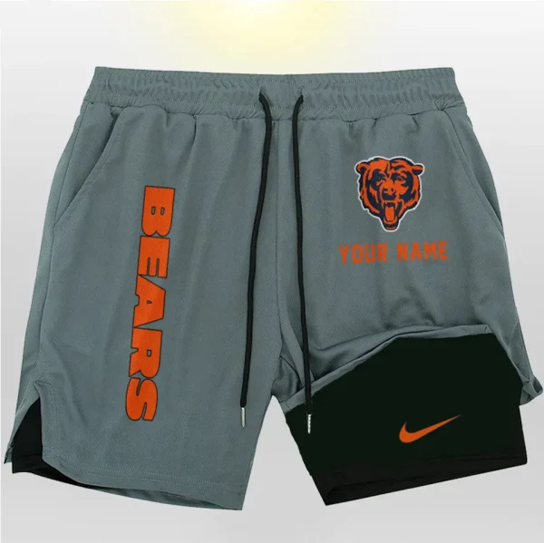 Chicago Bears Men Outdoor Casual Training Sports Shorts 2-in-1 Double-Layer Shorts SPT2LAYERS066 - Image 5