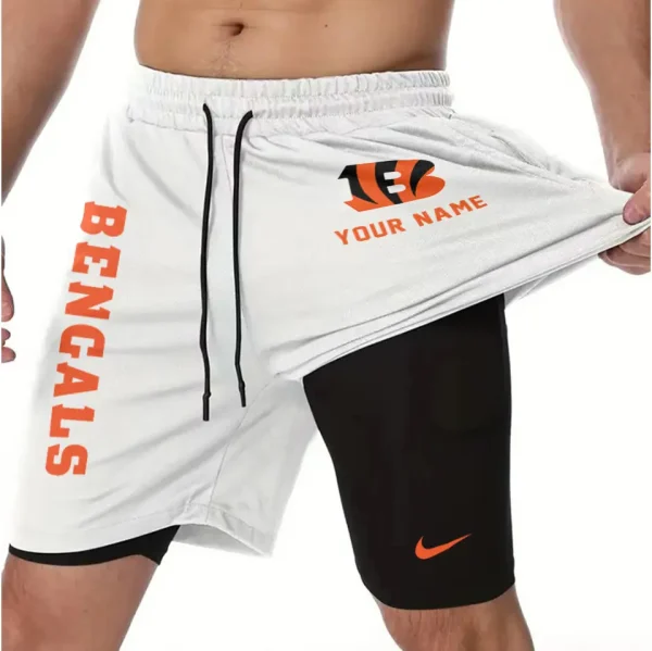Cincinnati Bengals Men Outdoor Casual Training Sports Shorts 2-in-1 Double-Layer Shorts SPT2LAYERS067