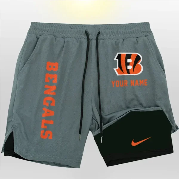 Cincinnati Bengals Men Outdoor Casual Training Sports Shorts 2-in-1 Double-Layer Shorts SPT2LAYERS067 - Image 3