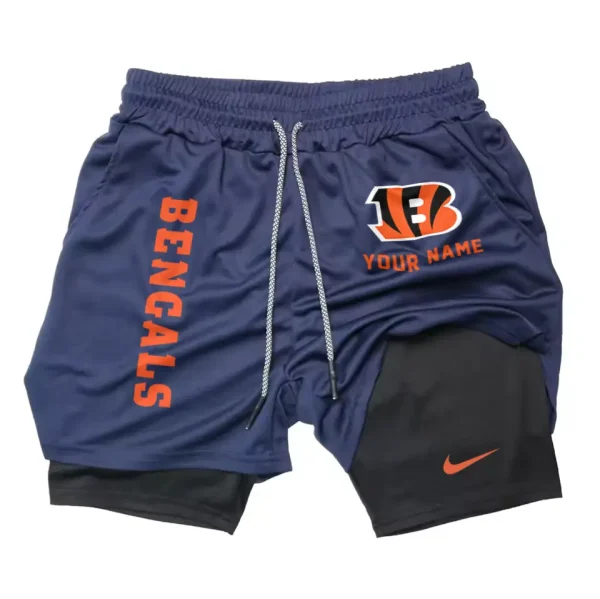 Cincinnati Bengals Men Outdoor Casual Training Sports Shorts 2-in-1 Double-Layer Shorts SPT2LAYERS067 - Image 4