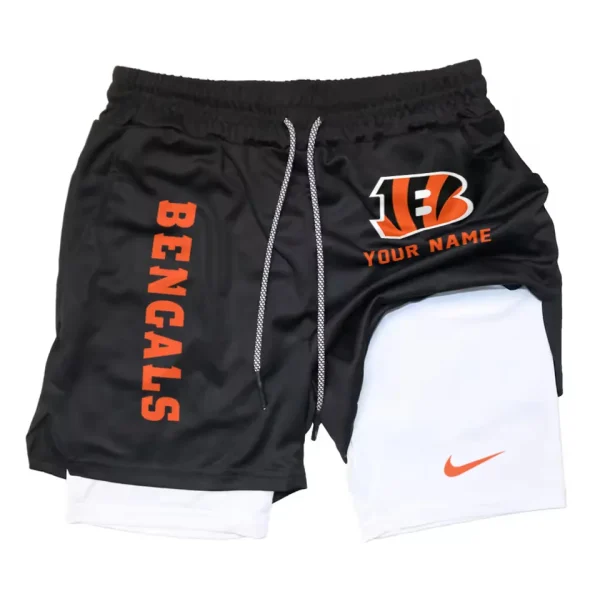 Cincinnati Bengals Men Outdoor Casual Training Sports Shorts 2-in-1 Double-Layer Shorts SPT2LAYERS067 - Image 5