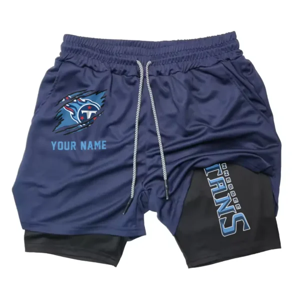 Tennessee Titans Men Outdoor Casual Training Sports Shorts 2-in-1 Double-Layer Shorts SPT2LAYERS059 - Image 2