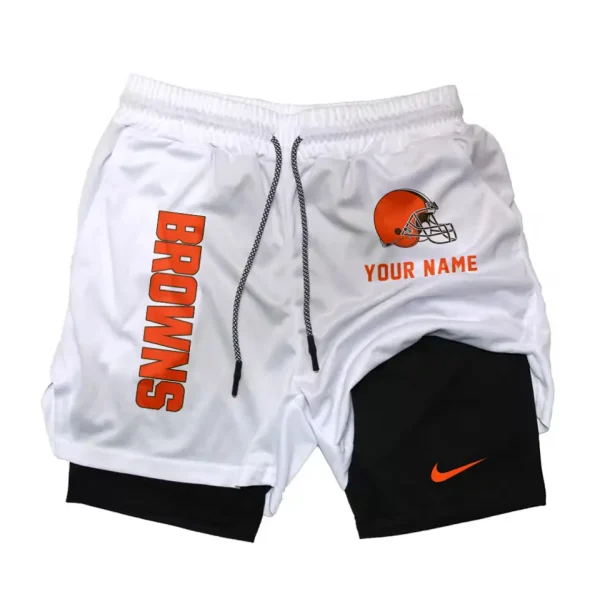 Cleveland Browns Men Outdoor Casual Training Sports Shorts 2-in-1 Double-Layer Shorts SPT2LAYERS068 - Image 3