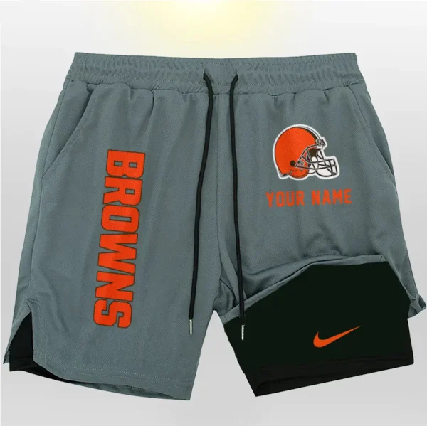 Cleveland Browns Men Outdoor Casual Training Sports Shorts 2-in-1 Double-Layer Shorts SPT2LAYERS068 - Image 4