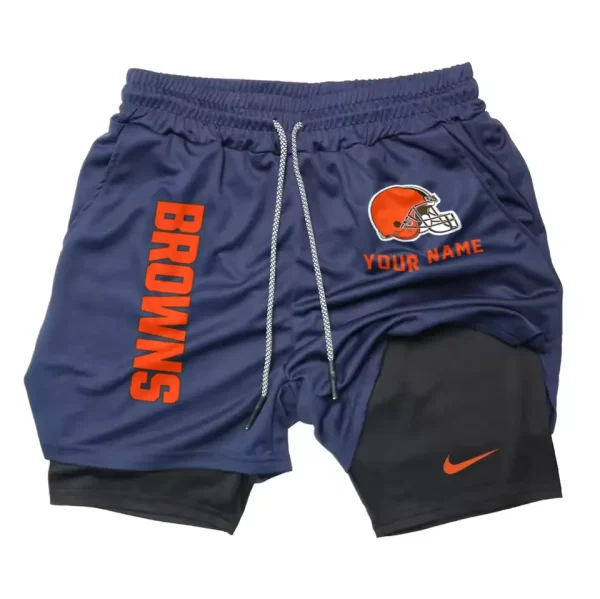 Cleveland Browns Men Outdoor Casual Training Sports Shorts 2-in-1 Double-Layer Shorts SPT2LAYERS068 - Image 5