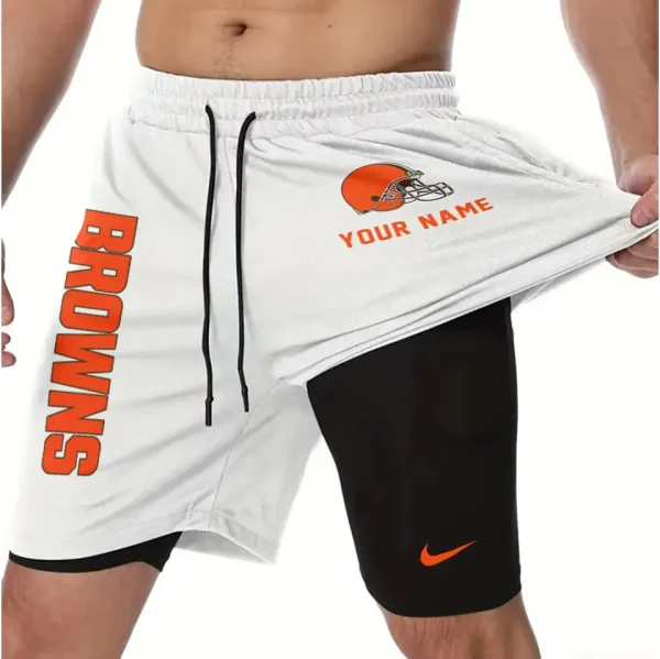 Cleveland Browns Men Outdoor Casual Training Sports Shorts 2-in-1 Double-Layer Shorts SPT2LAYERS068 - Image 6