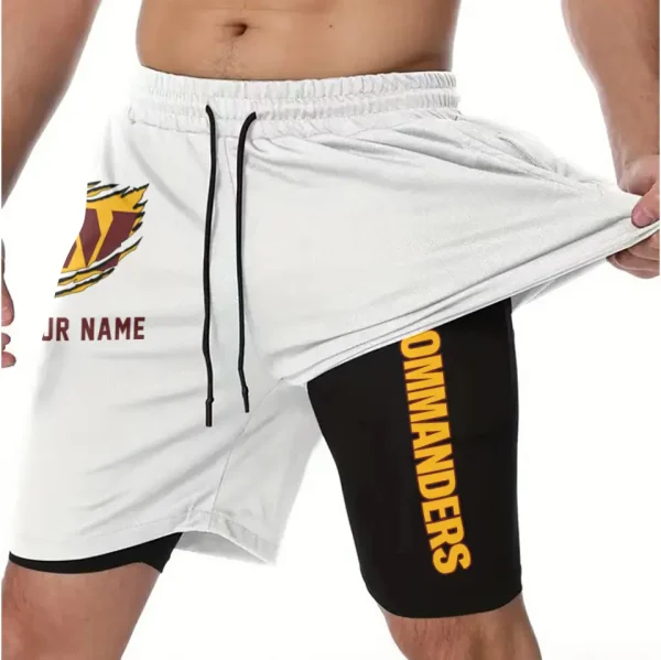 Washington Commanders Men Outdoor Casual Training Sports Shorts 2-in-1 Double-Layer Shorts SPT2LAYERS060
