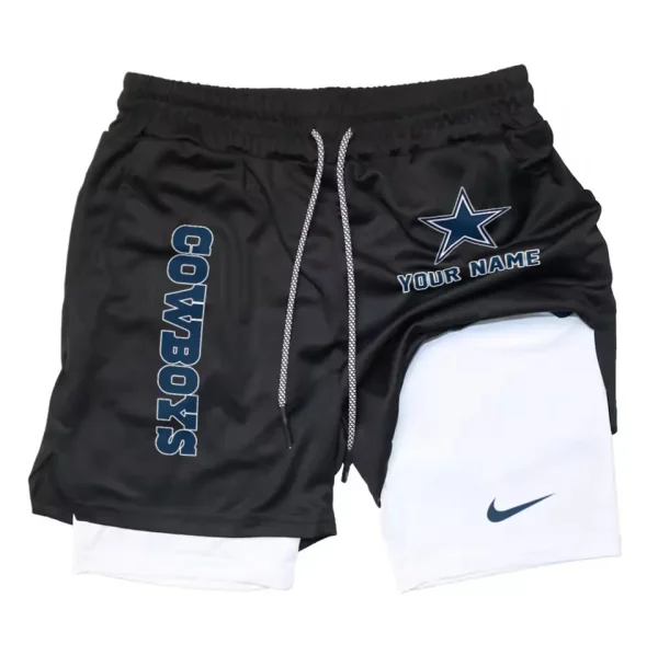 Dallas Cowboys Men Outdoor Casual Training Sports Shorts 2-in-1 Double-Layer Shorts SPT2LAYERS069 - Image 6
