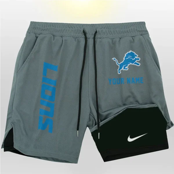 Detroit Lions Men Outdoor Casual Training Sports Shorts 2-in-1 Double-Layer Shorts SPT2LAYERS071 - Image 3