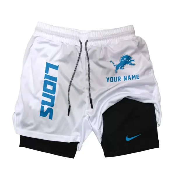 Detroit Lions Men Outdoor Casual Training Sports Shorts 2-in-1 Double-Layer Shorts SPT2LAYERS071 - Image 6