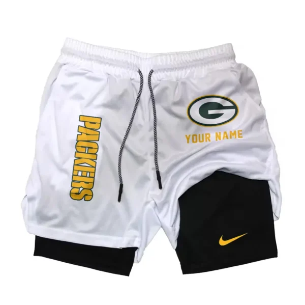 Green Bay Packers Men Outdoor Casual Training Sports Shorts 2-in-1 Double-Layer Shorts SPT2LAYERS072
