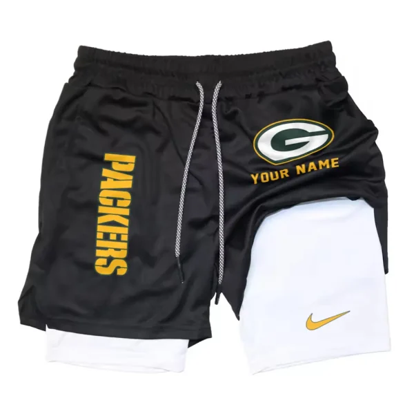 Green Bay Packers Men Outdoor Casual Training Sports Shorts 2-in-1 Double-Layer Shorts SPT2LAYERS072 - Image 2
