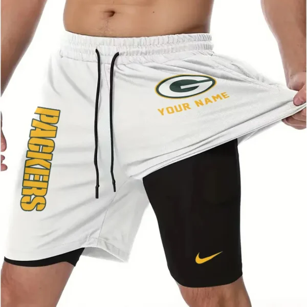Green Bay Packers Men Outdoor Casual Training Sports Shorts 2-in-1 Double-Layer Shorts SPT2LAYERS072 - Image 6
