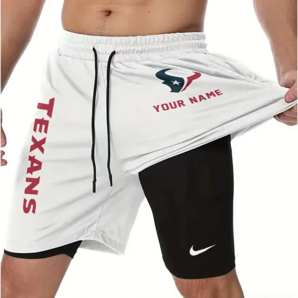 Houston Texans Men Outdoor Casual Training Sports Shorts 2-in-1 Double-Layer Shorts SPT2LAYERS073