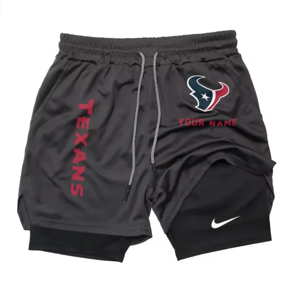 Houston Texans Men Outdoor Casual Training Sports Shorts 2-in-1 Double-Layer Shorts SPT2LAYERS073 - Image 2