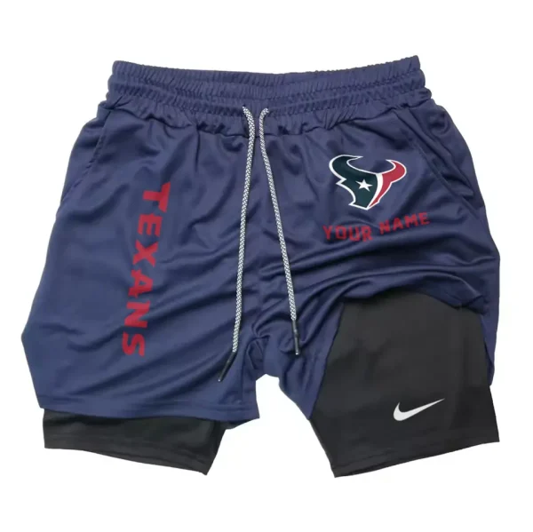Houston Texans Men Outdoor Casual Training Sports Shorts 2-in-1 Double-Layer Shorts SPT2LAYERS073 - Image 3
