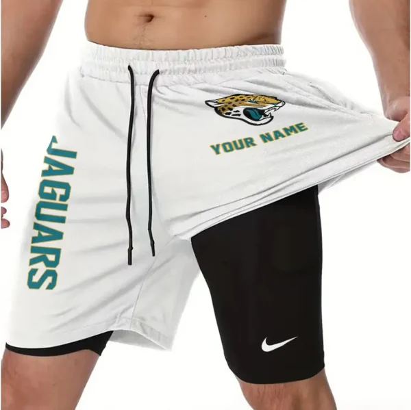 Jacksonville Jaguars Men Outdoor Casual Training Sports Shorts 2-in-1 Double-Layer Shorts SPT2LAYERS075