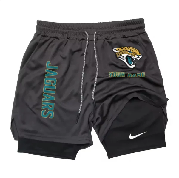 Jacksonville Jaguars Men Outdoor Casual Training Sports Shorts 2-in-1 Double-Layer Shorts SPT2LAYERS075 - Image 2