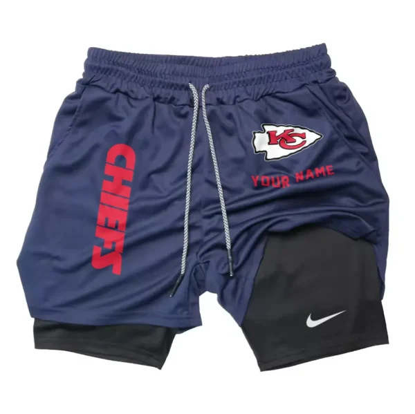 Kansas City Chiefs Men Outdoor Casual Training Sports Shorts 2-in-1 Double-Layer Shorts SPT2LAYERS076 - Image 4