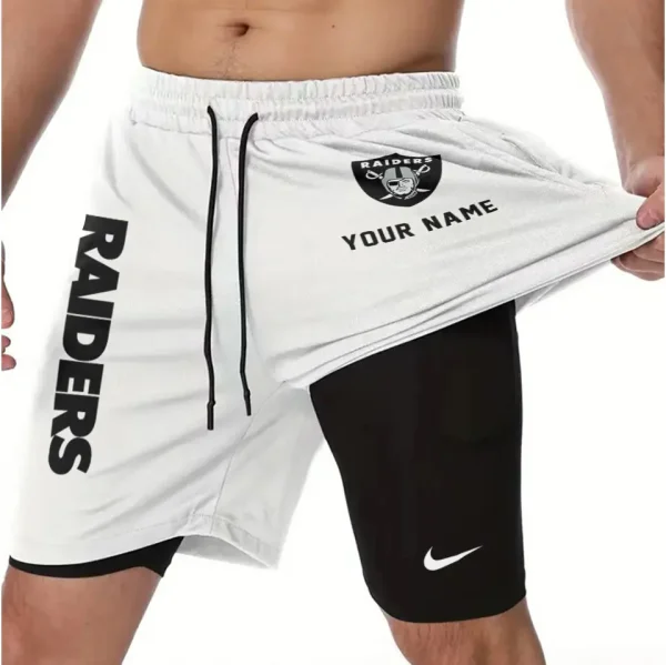 Las Vegas Raiders Men Outdoor Casual Training Sports Shorts 2-in-1 Double-Layer Shorts SPT2LAYERS077