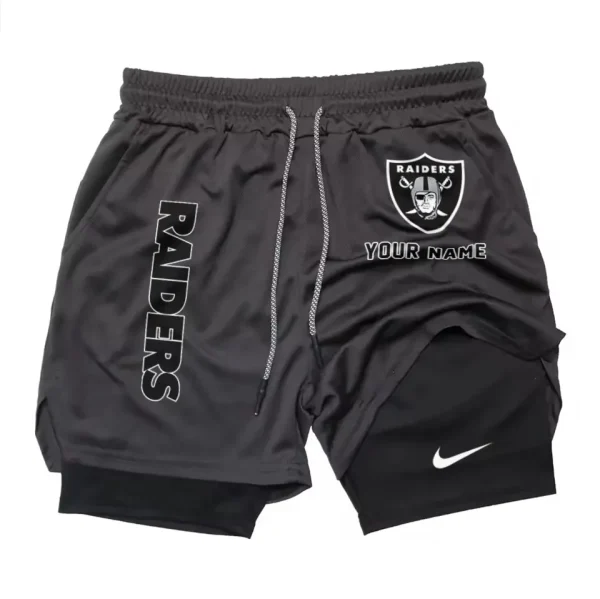 Las Vegas Raiders Men Outdoor Casual Training Sports Shorts 2-in-1 Double-Layer Shorts SPT2LAYERS077 - Image 2